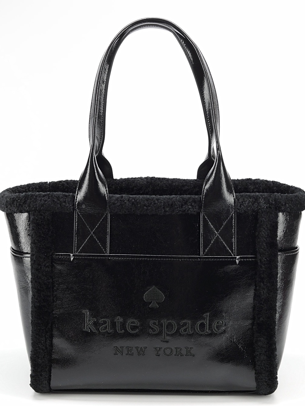 Kate Spade Jett Faux Shearling Large Tote Bag Black